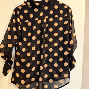 Express Portofino Polka Dot Sheer Blouse
